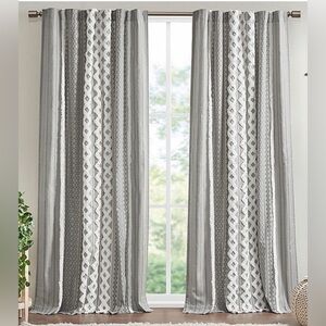 NWOT INK+IVY Imani Cotton Printed Single Curtain Panel with ChenilleStripeLining